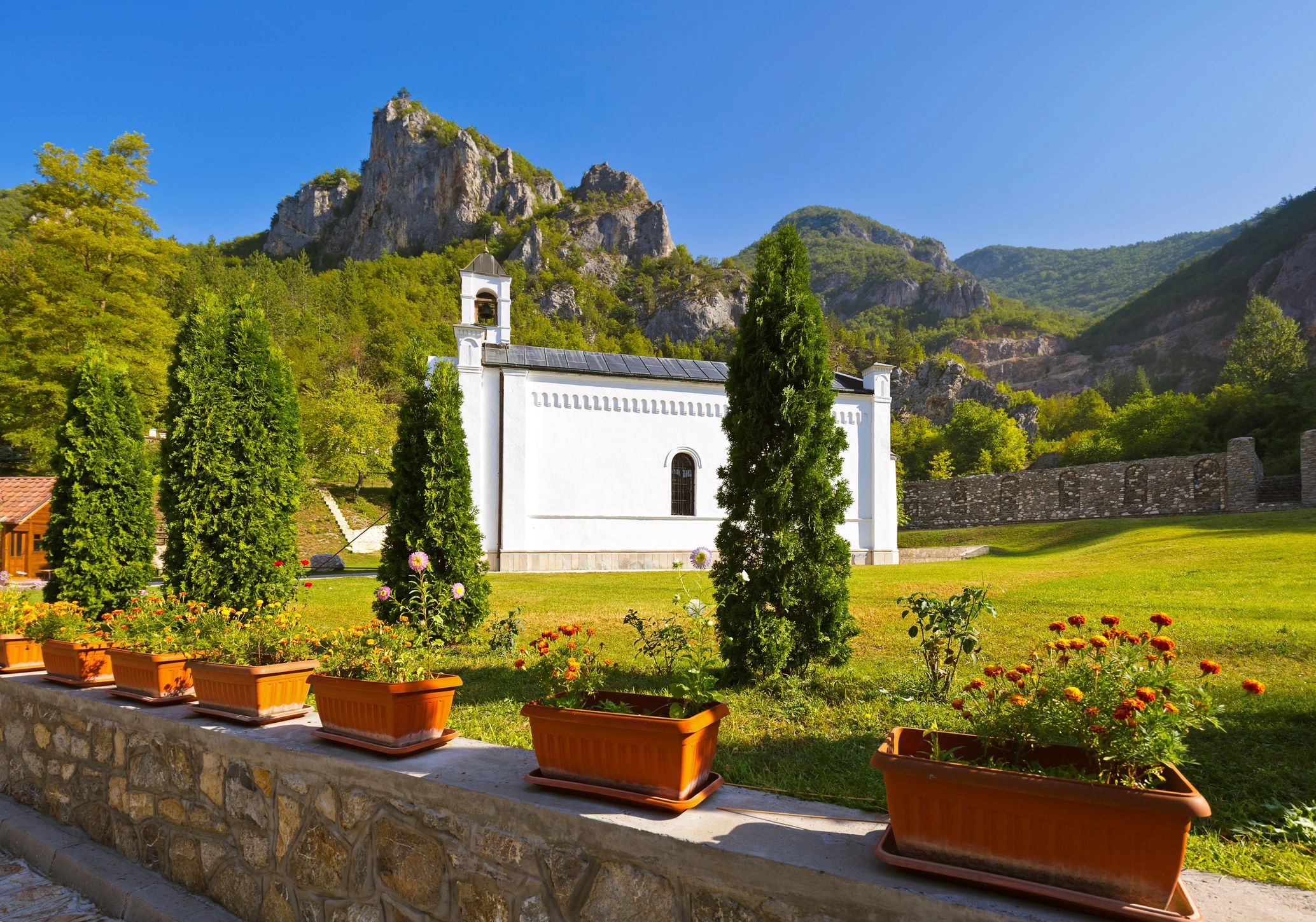 Historic monastery exterior and grounds